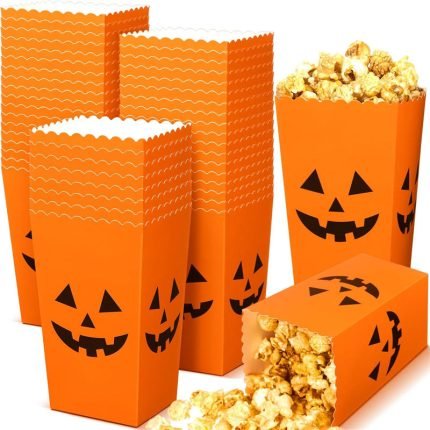 Halloween Pumpkin Popcorn Bags Lantern Treat Bucket Snack Candy Treat Boxes Cookie Bowl Gifts for Birthday Party Supplies