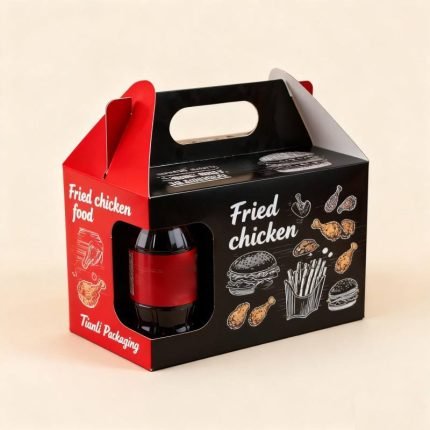 Drink Beverage Carrier Box Restaurant Takeaway Food Packaging Portable Fried Chicken Burger Fries Paper Box