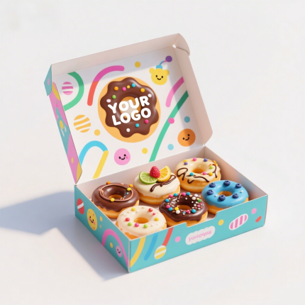 Custom Food Boxes - Paper Donut Packaging with Logo
