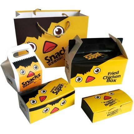 Factory Custom Printed Take Away Fast Food Packaging Design Snack Take Out Cardboard Paper Food Containers Fried Chicken Box