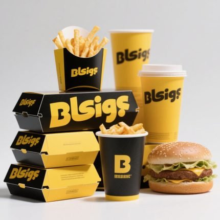 Packing Fries Boxes Business for Custom Packaging Logo Food Chicken Burger With Takeaway Paper Container Small Grade Food Boxes