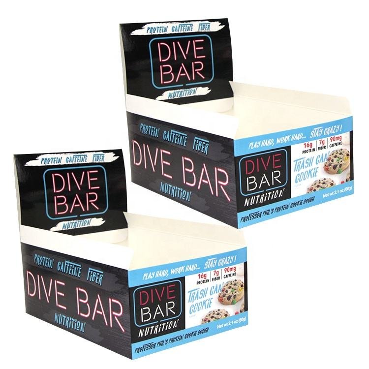 Custom Paper Cardboard Counter Display Boxes for Protein Energy Chocolate Bar Box Nut & Kernels Packaging Paper Box - Image 1