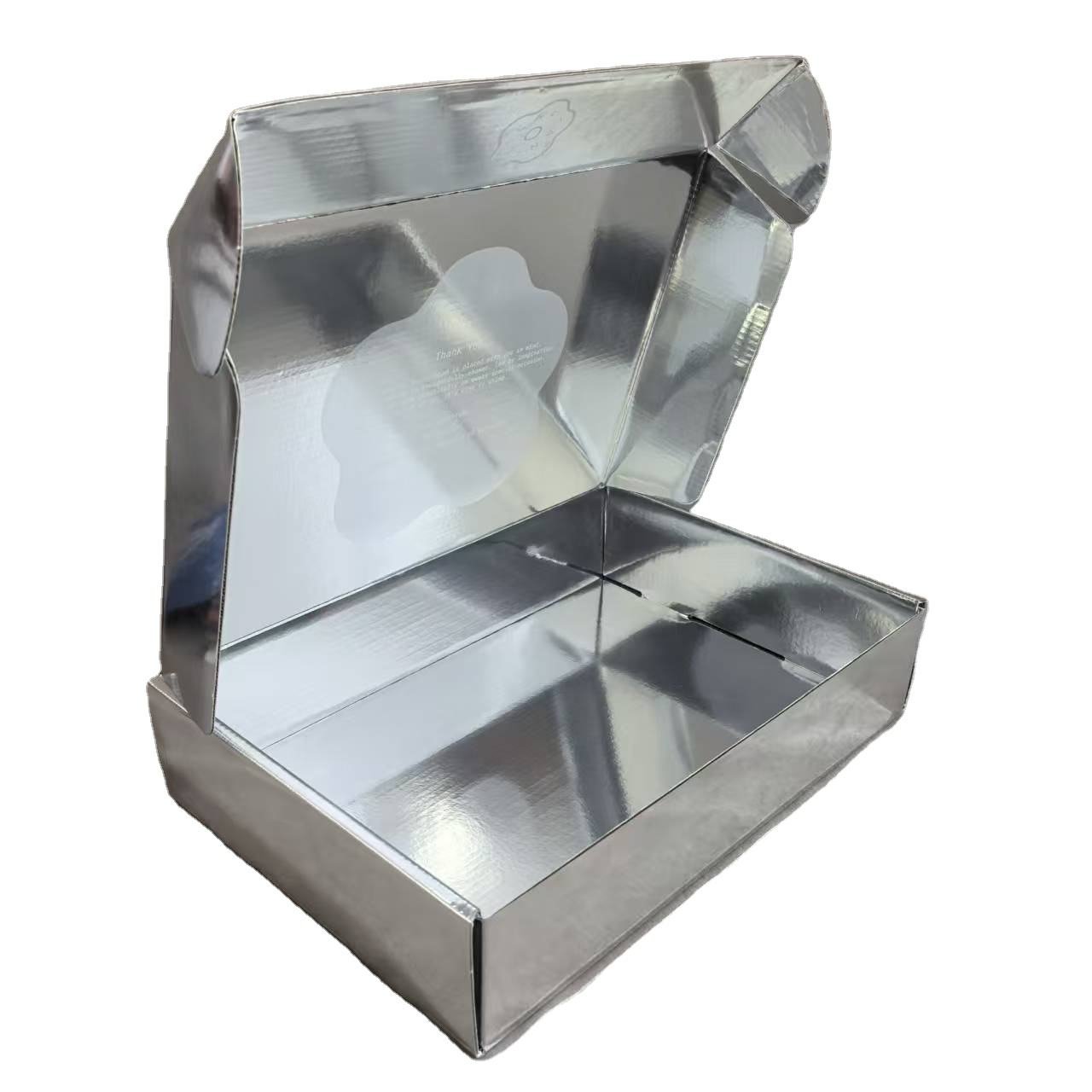 Custom Shipping Box Luxury Holographic Premium Products Gifts Clothing Cardboard Packaging Box Sliver metallic mailer box - Image 1