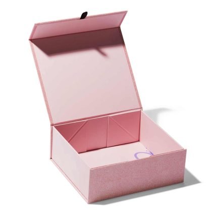 Luxury Light Pink Magnetic Hamper Gift Sparkle Packaging Box Custom Logo