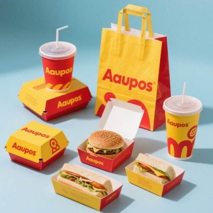 Custom logo Disposable Personalized Burger Box Hamburger Takeaway Chicken French Fries Sandwich Packaging Box for Restaurant