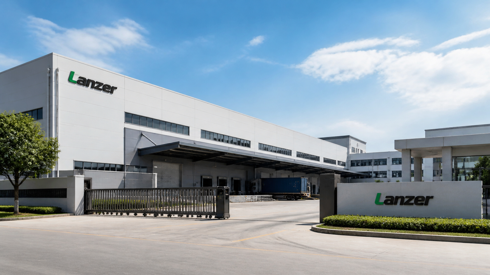 Lanzer Guangdong factory exterior with logo signage